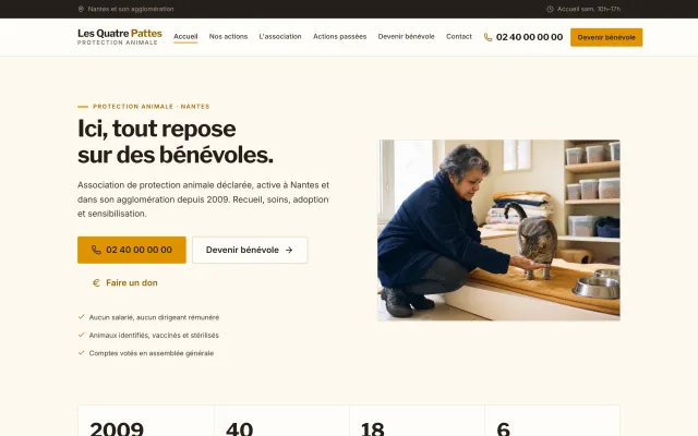 Page d’accueil du modèle associatif