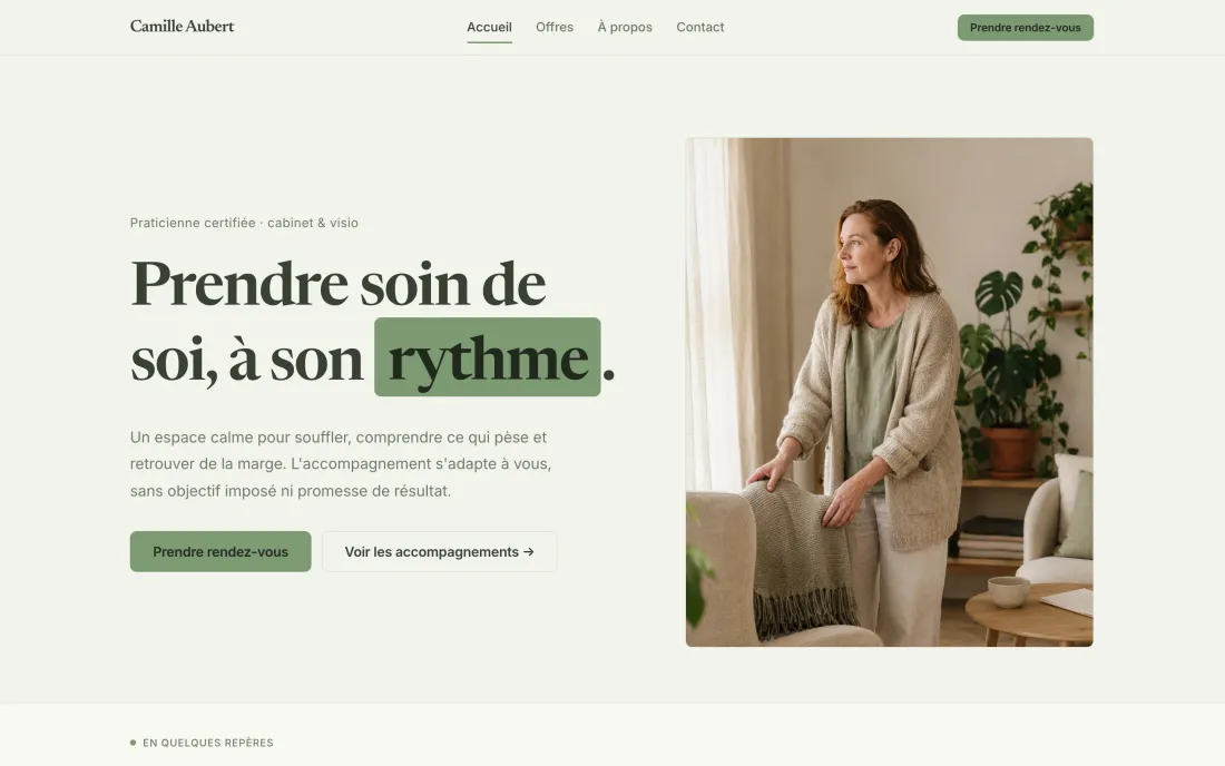 Page d’accueil du modèle bien-être