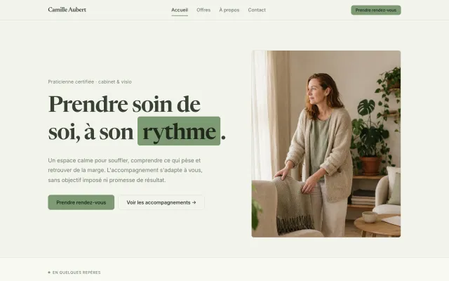 Page d’accueil du modèle bien-être