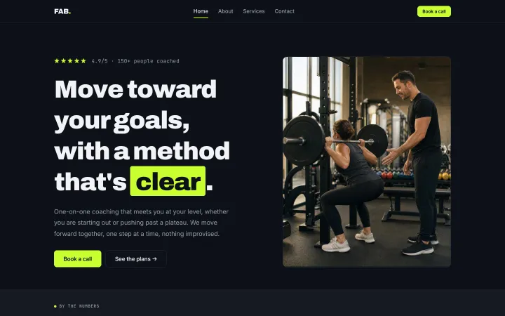 Home page of the fitness template