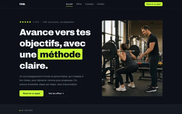Page d’accueil du modèle sport