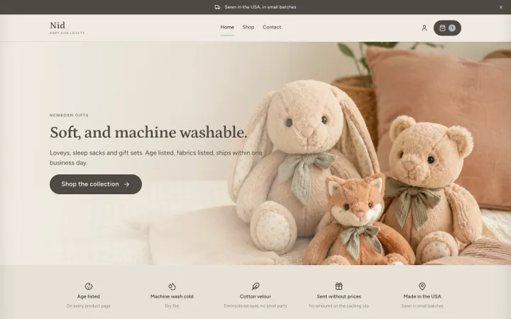 Home page of the baby template