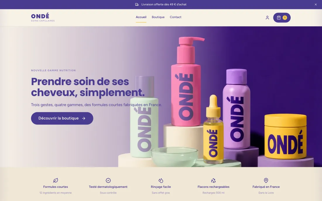 Page d’accueil du modèle ondé