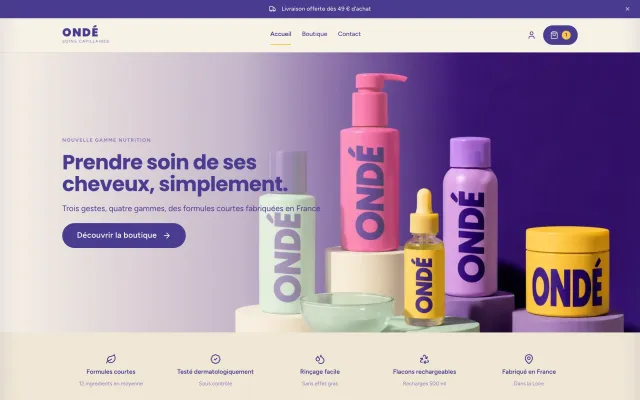 Page d’accueil du modèle ondé