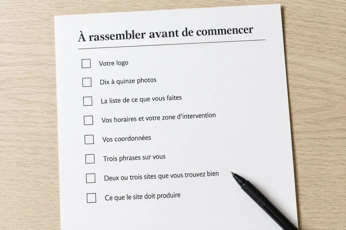 La liste de ce qu’il faut rassembler avant de commencer