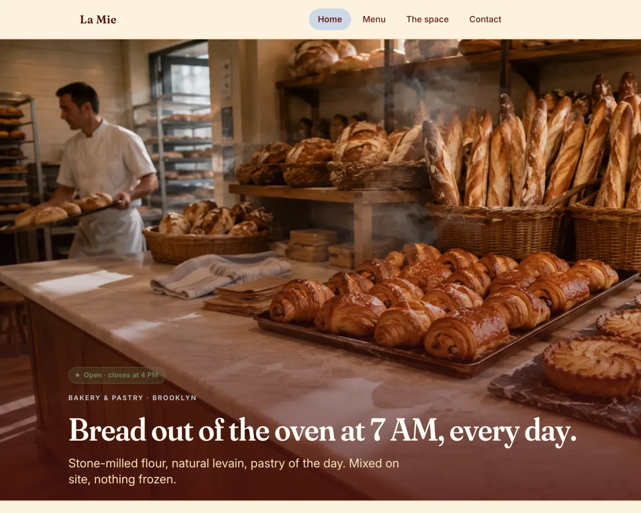 The Bakery template from the catalog, shown on a desktop screen