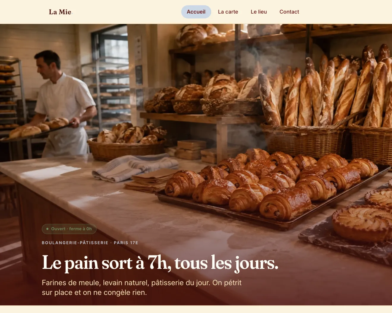 Le modèle Boulangerie du catalogue, affiché sur ordinateur