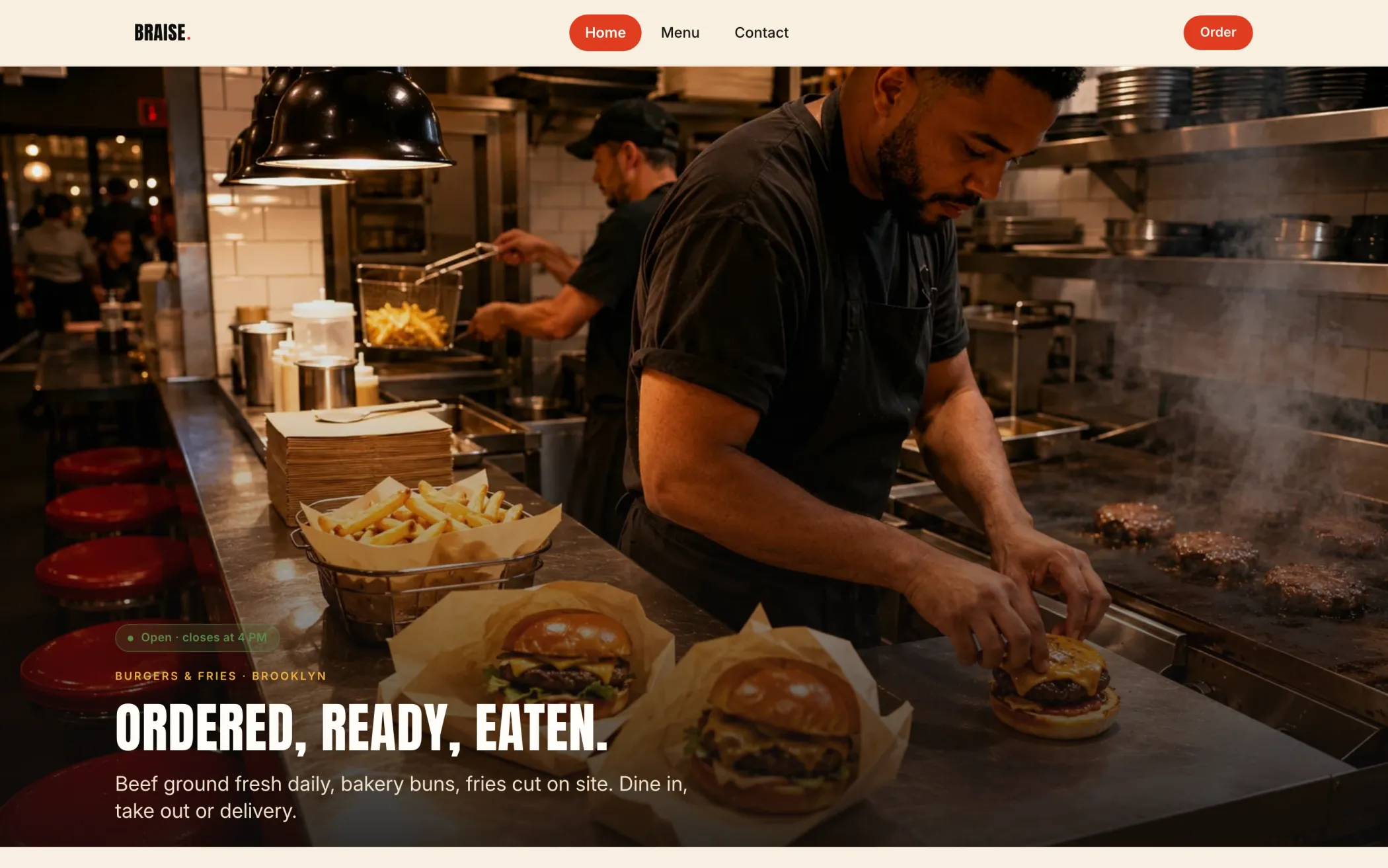 Home page of the Zinc template · fast food, BRAISE brand